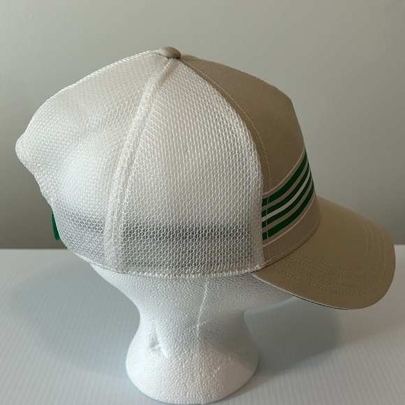 Callaway Hat Cap Snap Back Mens Beige Green Stripe Mesh Trucker EUC - Picture 4 of 8